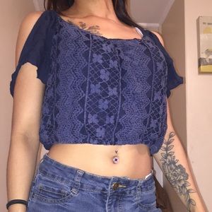 Navy Blue Crop Top